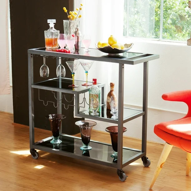 Holly & Martin Zephs Metal Bar Cart, Grey | Walmart (US)