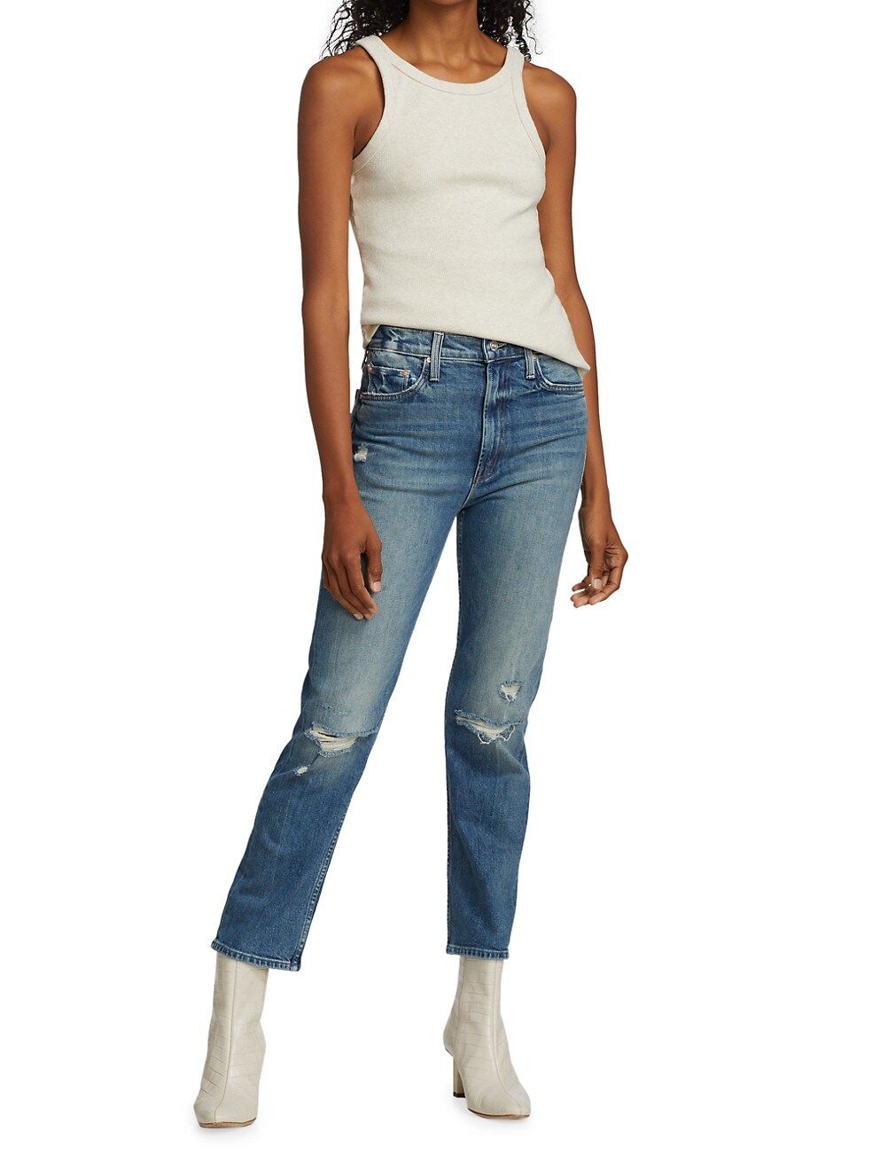 High-Waisted Distressed Jeans | Saks Fifth Avenue