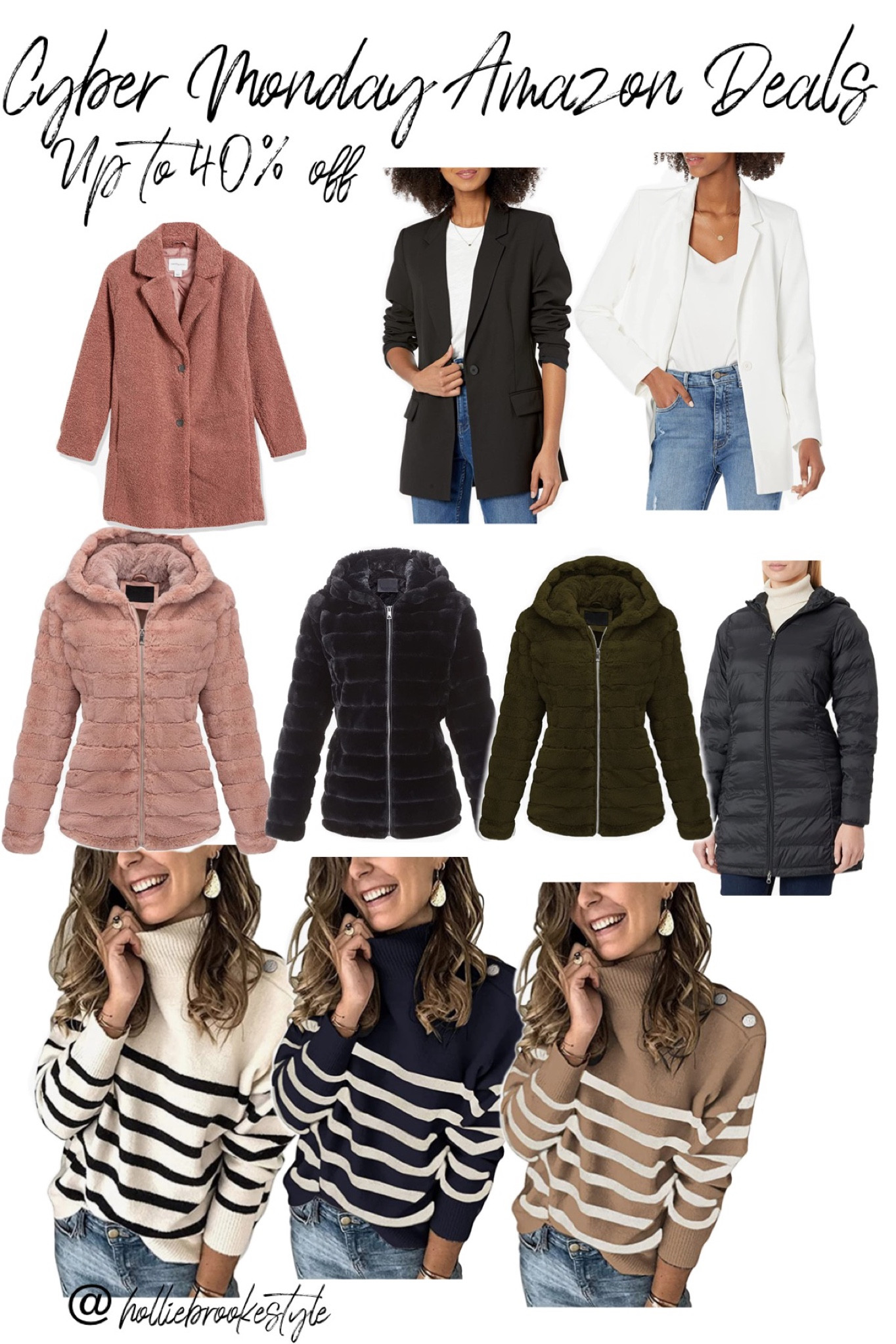 Cyber Monday deals on women’s clothing. 

Womens oitoft ideas
Women’s blazer
Puffer jacket
Fleece coat
Sweater 
Turtleneck sweater 
Winter clothing 

#LTKGiftGuide #LTKCyberweek #LTKsalealert