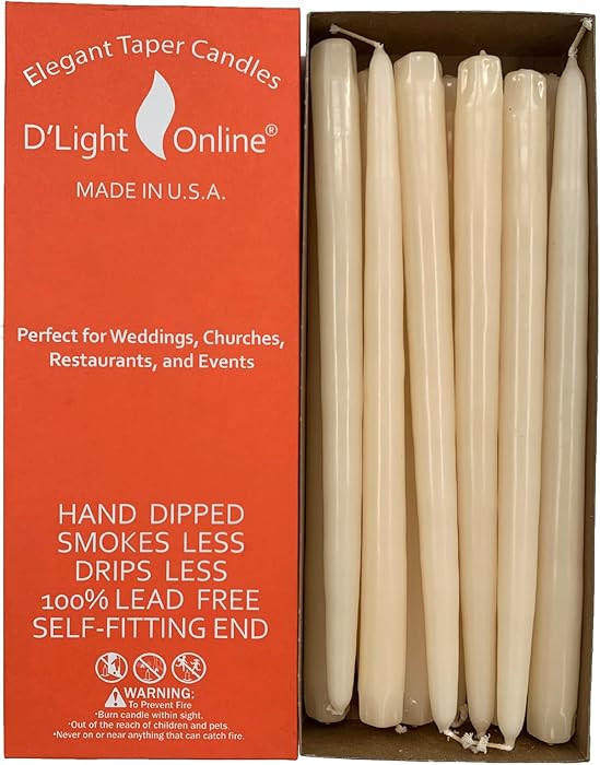 Ivory Taper Candles, 12 Inch Premium Quality Tapered Candles Hand-Dipped, Dripless, Smokeless Par... | Amazon (US)