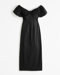 Taffeta Off-The-Shoulder Midi Dress | Abercrombie & Fitch (US)