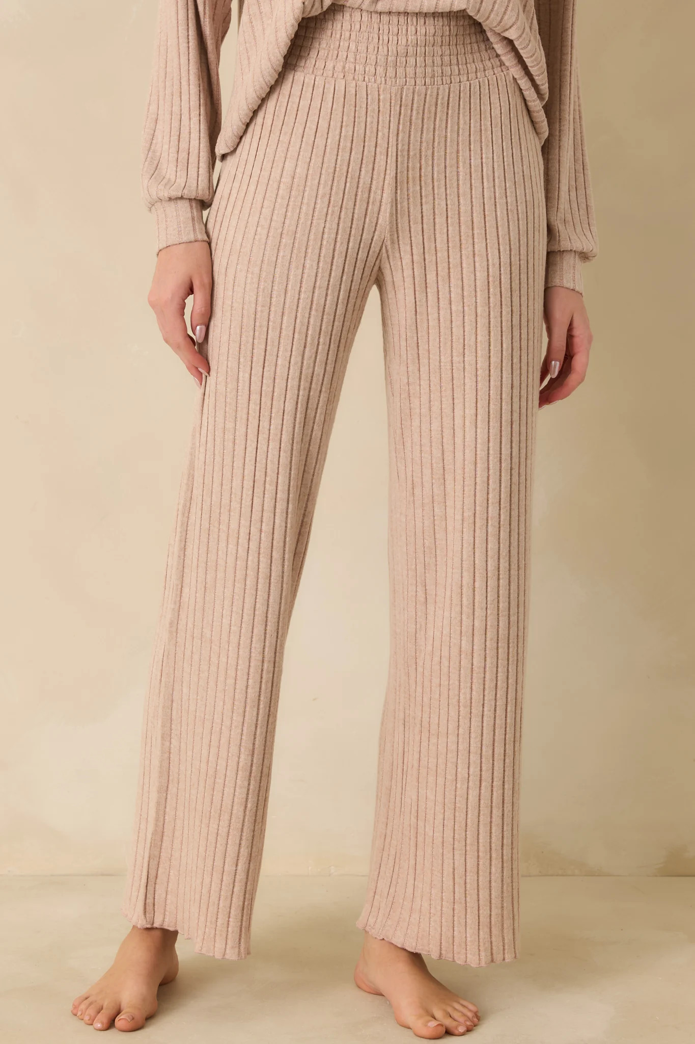 Z Supply Taupe Dawn Smocked Rib Pants | Red Dress