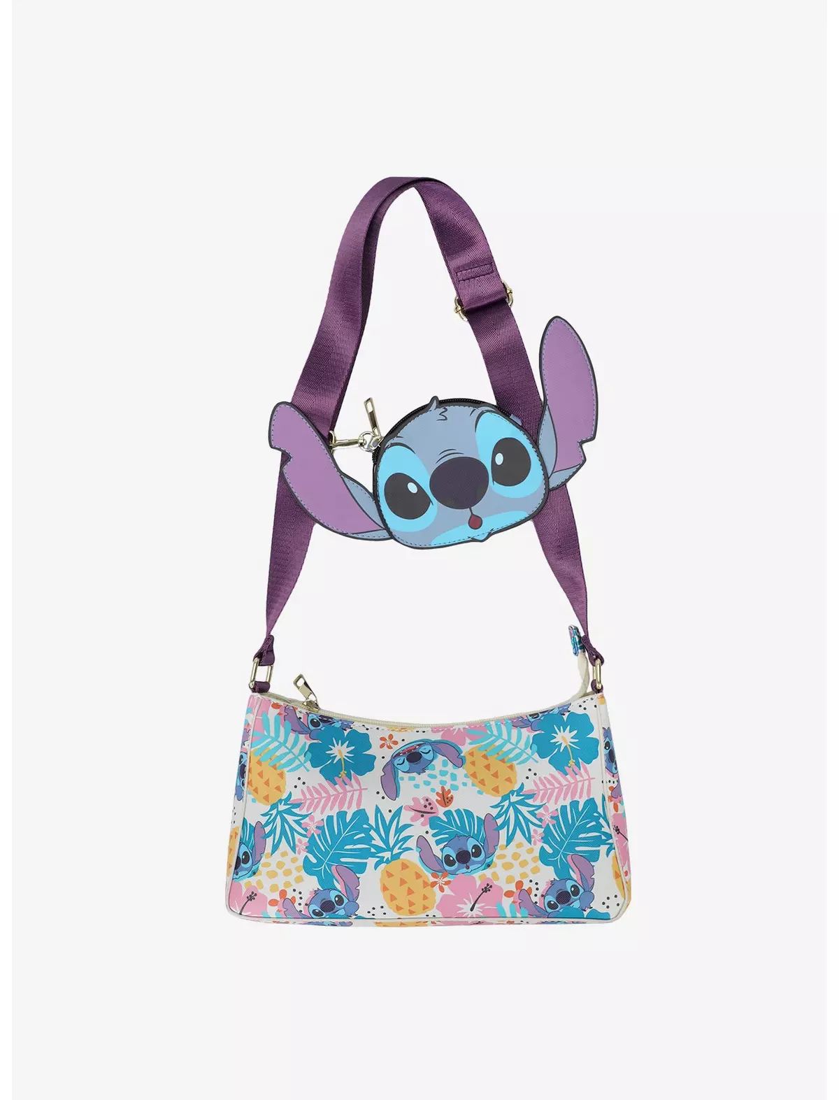 Disney Lilo & Stitch Floral Stitch Crossbody Bag With Coin Pouch | Hot Topic