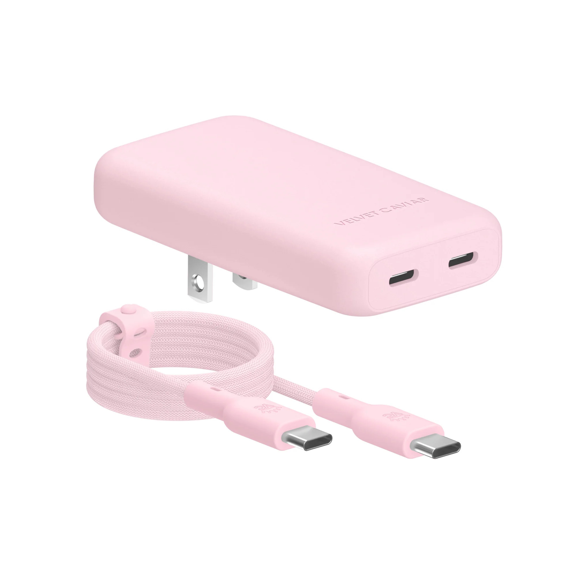 Strawberry Milk Fast Charging Set, Dual Port Wall Adapter + 6ft USB-C Cable | Velvet Caviar