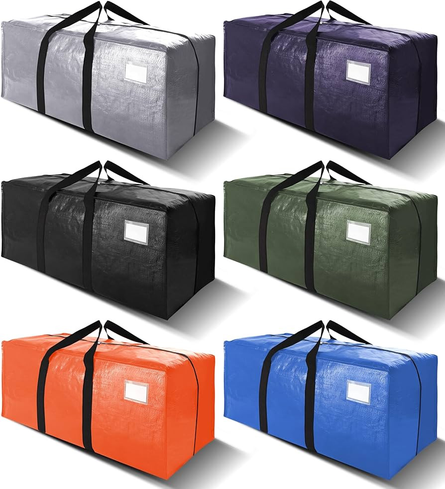 VELVETSURE Heavy Duty Extra Large Moving Bags W/Backpack Straps - Strong Handles & Zippers, Stora... | Amazon (US)