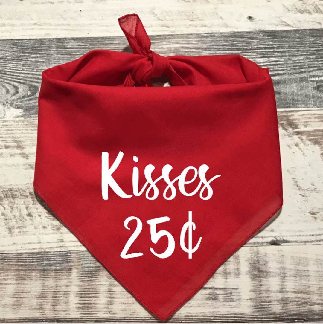 Kisses 25 Cents Dog Bandana | Valentine’s Day Bandana | Valentine’s Day Accessory | Etsy (US)