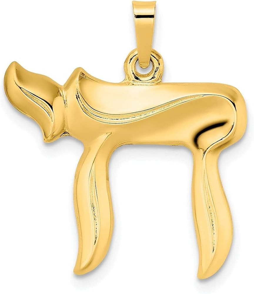 14k Yellow Gold Hollow Chai Symbol Pendant (L-24mm, W-22.33mm) Gift for Women | Amazon (US)