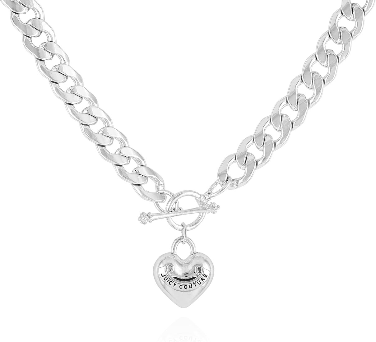 Juicy Couture Silvertone Heart Charm Necklace for Woman | Amazon (US)