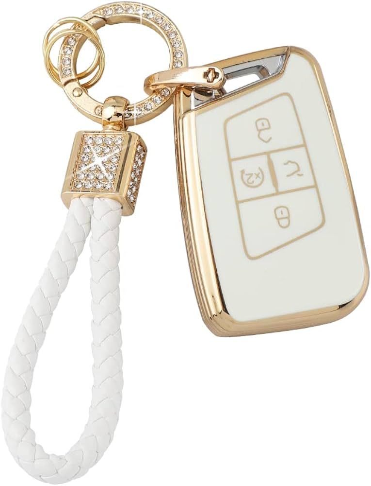 PIFOOG Key Fob Cover for VW Volkswagen White Gold Bling Keychain Tiguan Atlas Jetta Taos Arteon C... | Amazon (US)