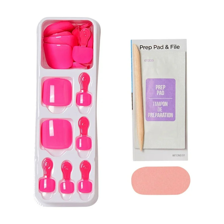 Kiss Impress Press On Toenails, ‘Bloomi’, Pink, Short Squoval, 24 Count - Walmart.com | Walmart (US)