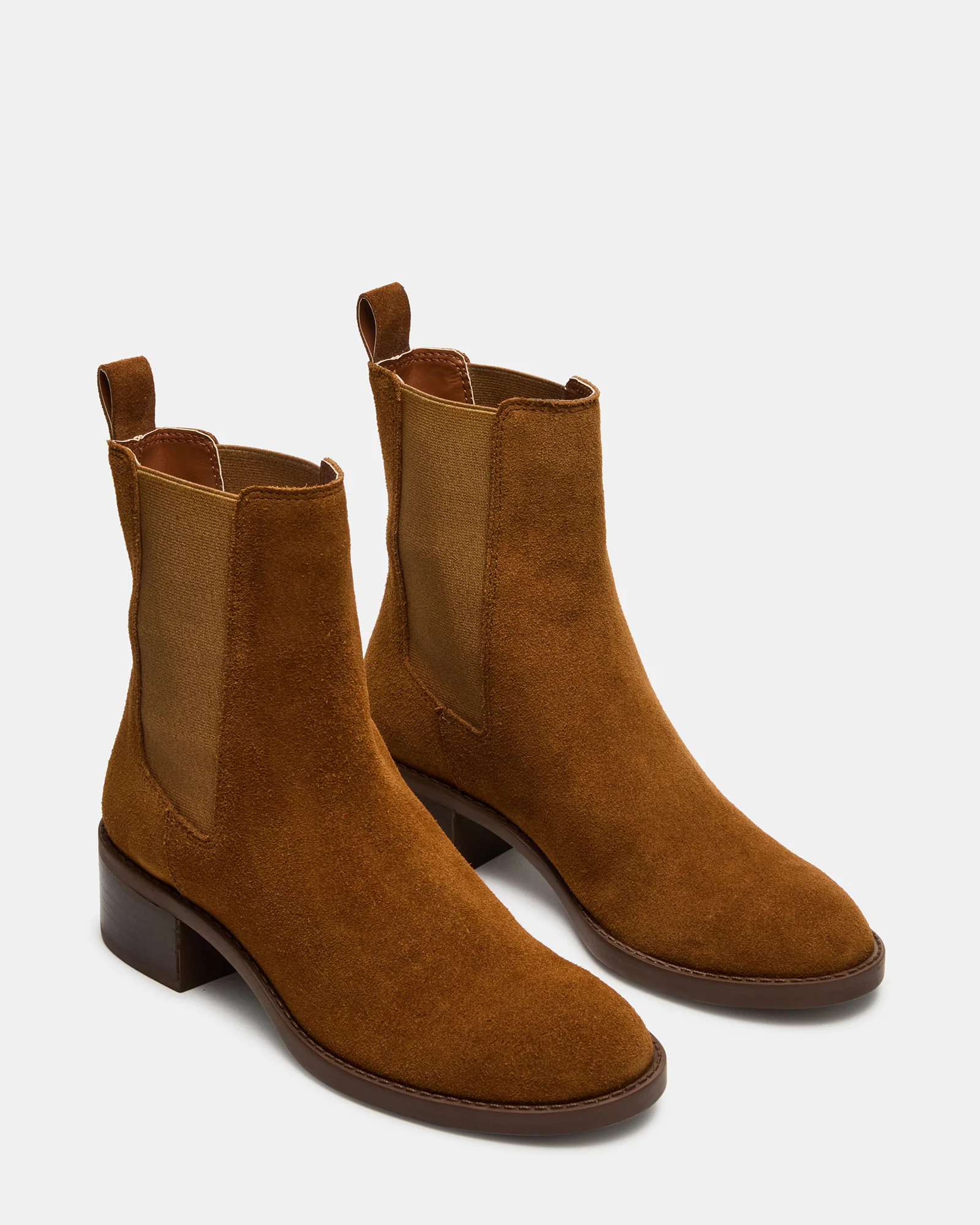 KAPLAN Camel Suede Chelsea Block Heel Women's Ankle Boot | Steve Madden (US)