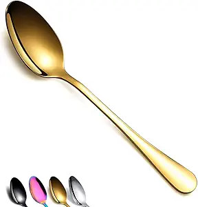 Gold Dinner Spoon of 4, Berglander 7.5" Stainless Steel Titanium Plating Shiny Gold Soup Spoons S... | Amazon (US)