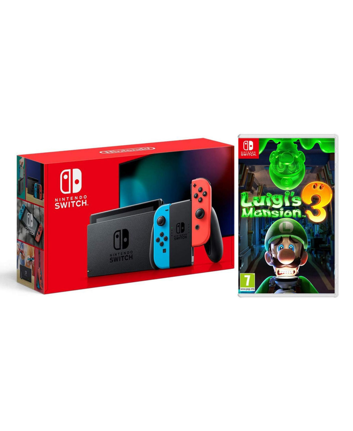 Nintendo Switch 32GB Console - Neon Joy-Con - New Version with Luigi's Mansion 3 Bundle - Black | Macy's