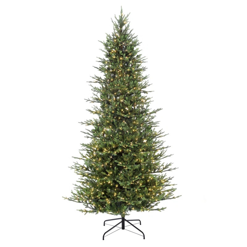 The Holiday Aisle® Hachmin 10' H Slender Green Realistic Artificial Fir Christmas Tree with 900 ... | Wayfair North America