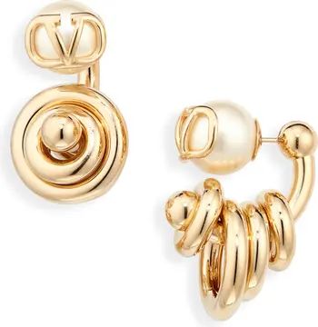 VLOGO Signature Imitation Pearl Huggie Hoop Earrings | Nordstrom