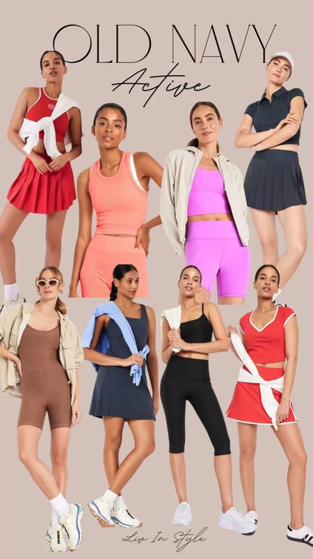 Old Navy activewear is 50% off!!! So many beautiful pieces. Sports bras, tank tops, leggings, shorts, cropped tee, skort, tennis skirt, jacket, romper, golf outfit, yoga outfit, fitness clothes

#LTKsalealert #LTKfitness #LTKstyletip