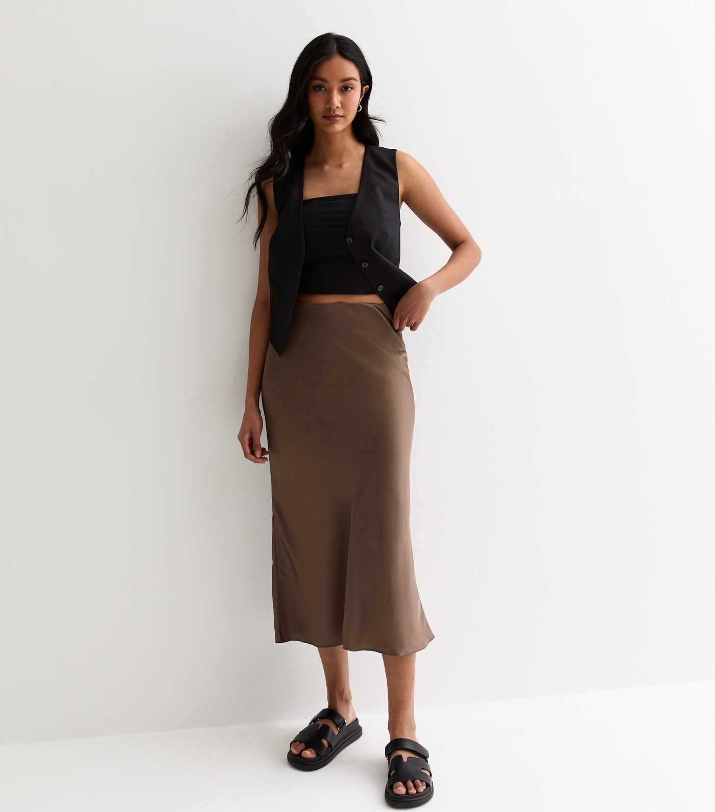Mink Satin Midi Skirt
						
						Add to Saved Items
						Remove from Saved Items | New Look (UK)