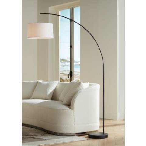 360 Lighting Cora 72" High Black Finish Modern Arc Floor Lamp | Lamps Plus