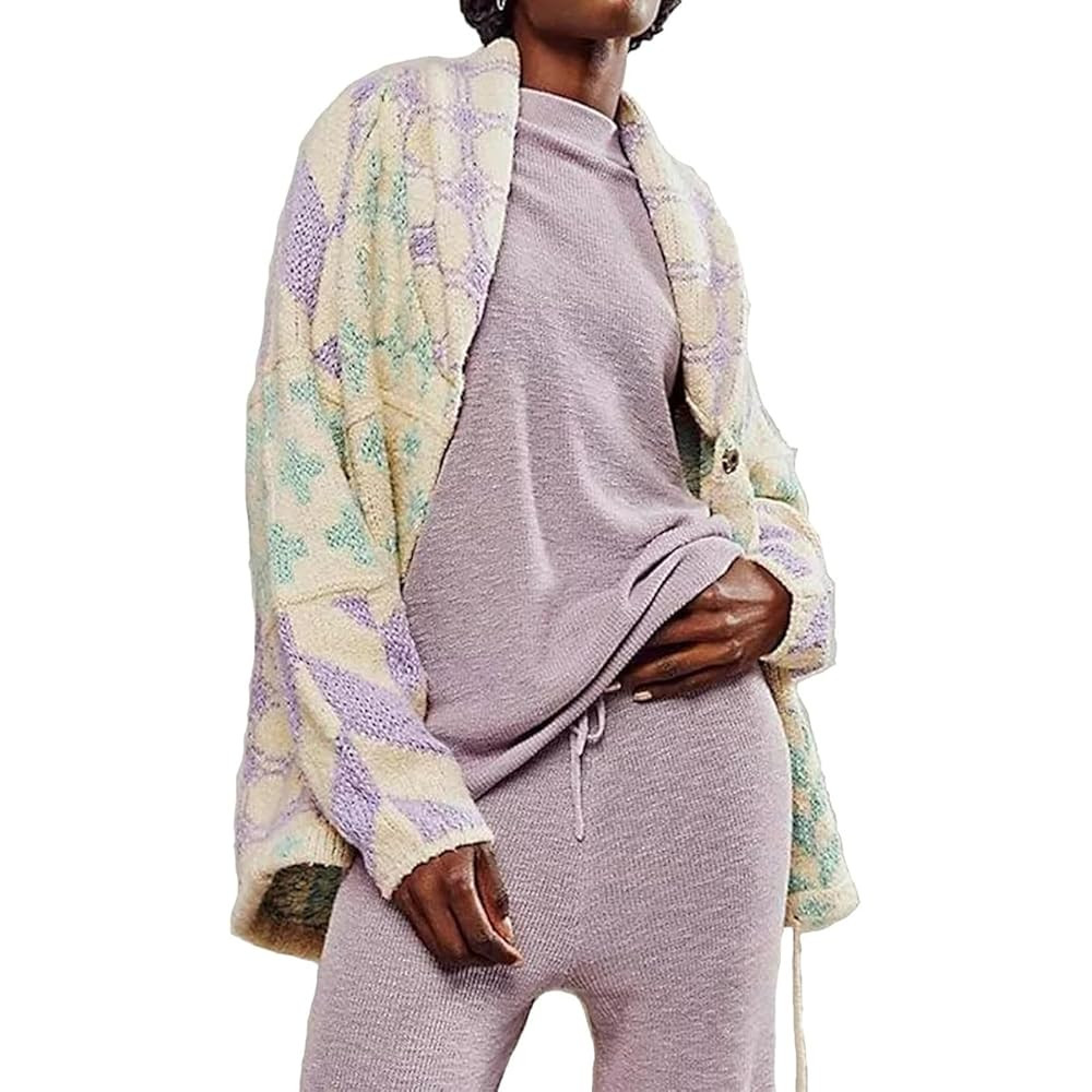 Women Cardigan Sweater Shawl Collar Button Down Oversized Sweaters Boho Fall Coat | Amazon (US)