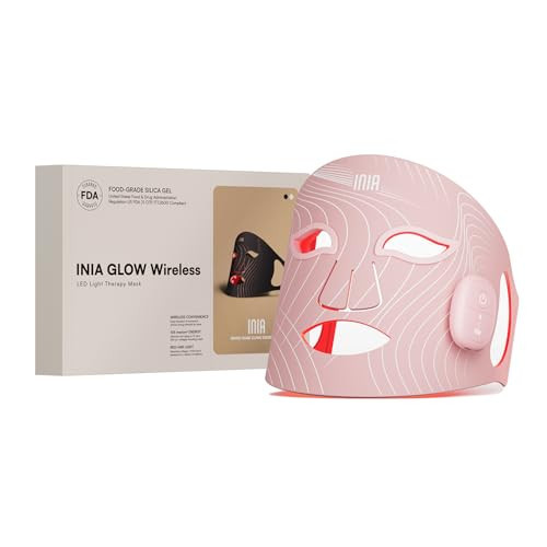 INIA Red Light Therapy Mask for Face, Glow Wireless LED Face Mask Light Therapy with Near-Infrared Red Light (NIR), Rechargeable and Ergonomic Design for Home & Travel | Amazon (US)