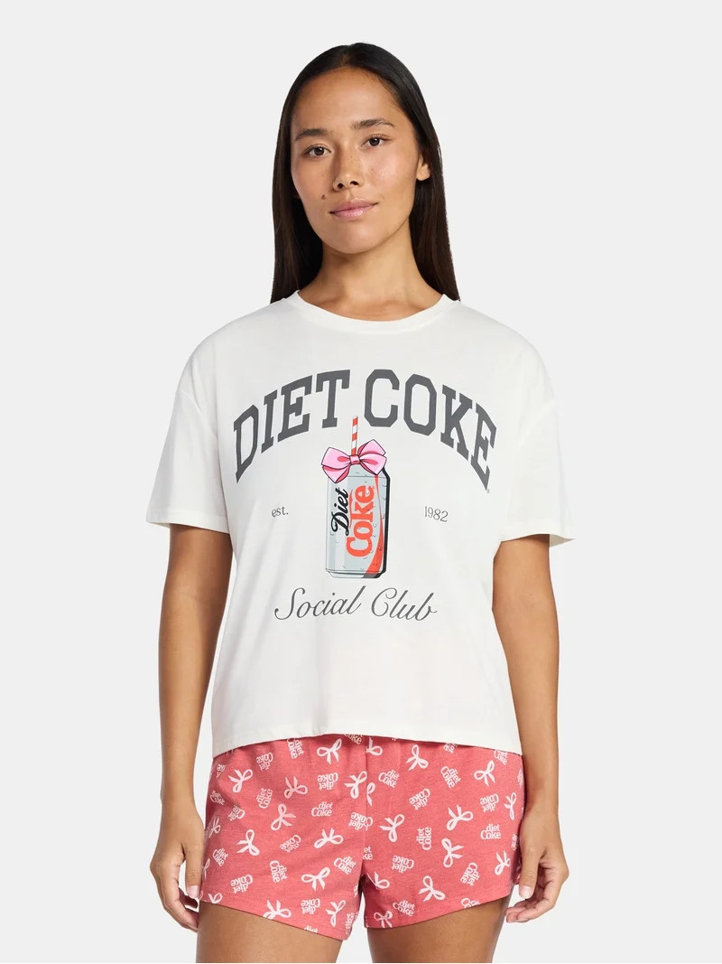 Diet Coke Women's and Women's Plus Sleep Tee and Shorts Pajama Set from Grayson Social, 2-Piece, ... | Walmart (US)