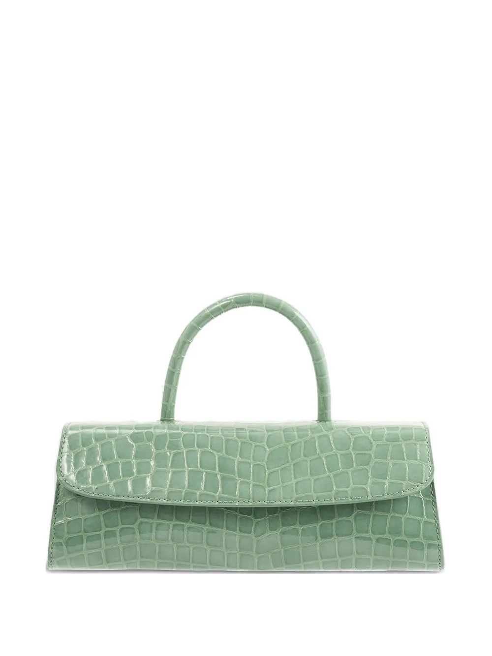 BY FAR Mini Longa fresh embossed leather top-handle bag - Green | Farfetch Global