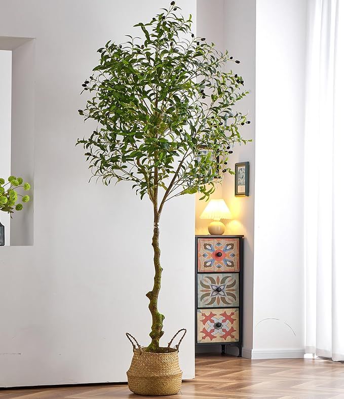 EnHomee 7.2 ft Olive Tree, Tall Faux Olive Tree with Realistic Leaves and Lifelike Fruits Fake Ol... | Amazon (US)