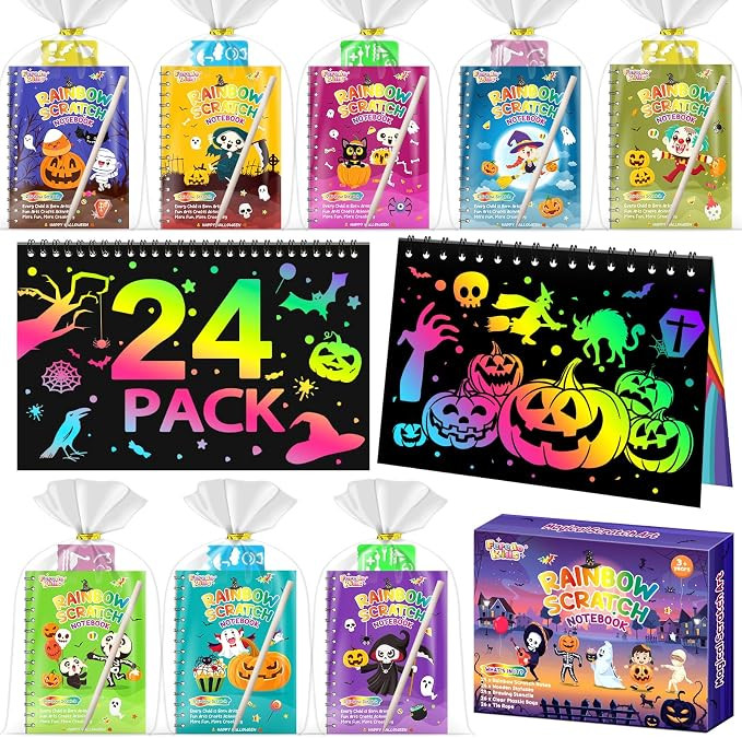 24 Pack Rainbow Scratch Notebook Art Party Favors for Kids | Amazon (US)
