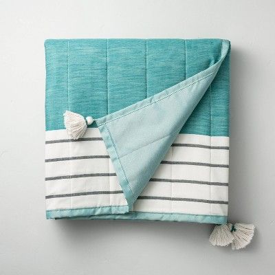 Bold Stripe Outdoor/Picnic Throw Blanket Teal - Hearth & Hand™ with Magnolia | Target