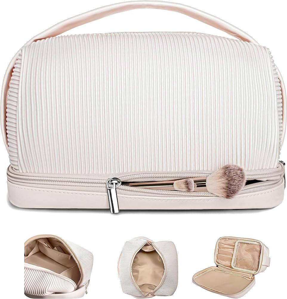 MOON&SUN DESIGN 2023 Aesthetic - Extra Large makeup bag - Double Layer Cosmetic Bag Travel Makeup... | Amazon (US)