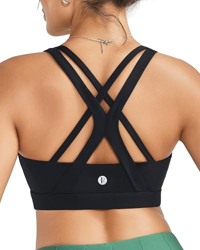 RUNNING GIRL Sports Bra for Women High Support, Criss-Cross Back Padded Strappy Sports Bras Yoga Bra with Removable Cups A-Black | Amazon (US)