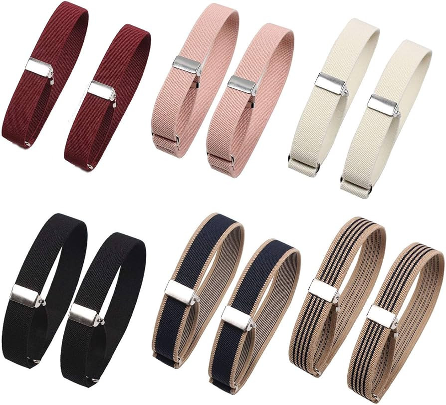 12Pcs/6 Pairs Unisex Elastic Adjustable Armbands Anti-Slip Shirt Garters Sleeve Holders Armbands ... | Amazon (US)