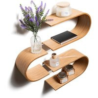 Floating Wall Mounted Shelf From Wood, Decorative Geometric Wooden Shelves, Unique Oak Hanging Display, Walnut Rack | Etsy (US)