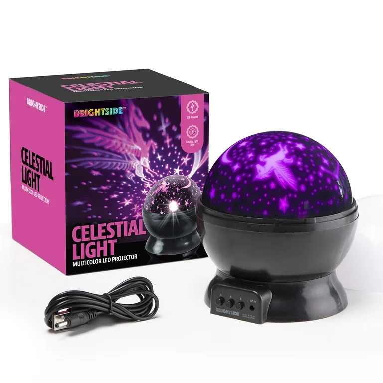 Brightside Celestial LED Projector, Multicolor Rotating Light, USB or Battery Powered | Walmart (US)