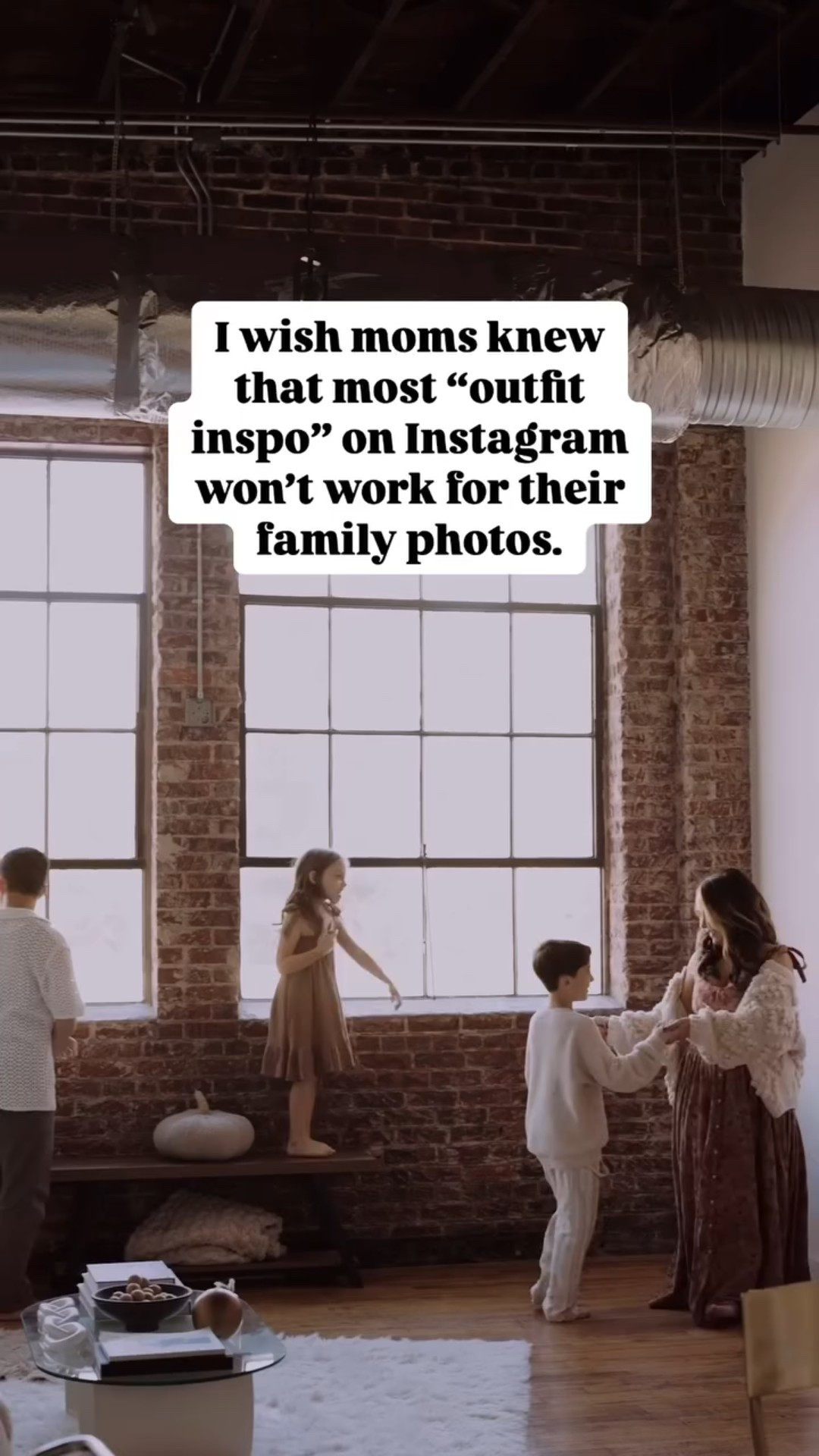 HERE’S WHY…

1. They are showing you clothing that works for them. So, it may not be a style that works for you personally or in photos.

2. They are only showing one piece of a bigger puzzle, a pretty dress doesn’t get the job done. You’ve got to think of the outfits as a whole instead of random separate pieces you like.

3. The color palettes recommended sometimes are just really off the mark when it comes to what will photograph well. I’ve seen a super popular post that recommends a palette of black, ketchup red and mustard yellow (not the pretty one, the one you put on a hot dog). That won’t work for most photoshoots. (That bad advice didn’t stop that post from getting hundreds of comments asking for links to those outfits. 🤷‍♀️)

Normal everyday outfit inspo is great. But, when it comes to photoshoots sometimes the recommendations are just sooooo off, but yet still so popular because people trust and like the people on those accounts, so they follow the advice.

Real Photoshoot Styling starts with palettes made for photoshoots, so you pick the right colors 🎨 . Each outfit is considered together instead of separately, coordinated BEFORE buying 🤑. No random one off purchases that don’t work in the end. The photographer’s editing style and the location need to be considered before choosing the clothing, one set of colors doesn’t work for every photoshoot. It needs to be specific to work. ✅

So please, while this advice is well intentioned and sometimes may work out…it isn’t enough. And most likely it will just lead to over-buying things that aren’t going to work or you aren’t going to use. Worst of all, the wrong outfits can ruin those pictures you are working so hard to get done.

Save money and time and get better results by listening to your photographer’s recommendations or hiring a Photoshoot Stylist to do it for you. 😍