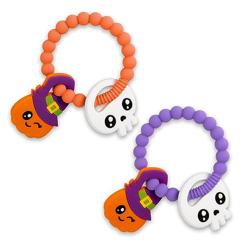 Halloween Baby Toys Pumpkin Teether, Silicone Baby Teething Toys, Baby Girl or Boy Halloween Gifts BPA Free Chew Toys, Nightmare Before Christmas Gifts (2 PCS) | Amazon (US)
