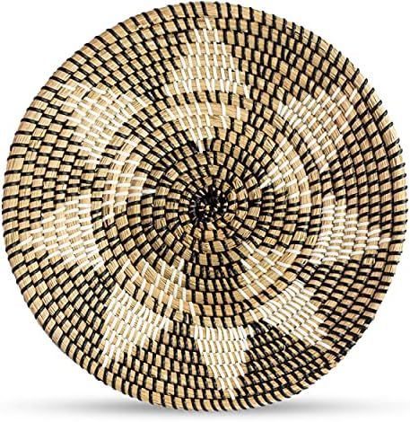 ChicnChill Hanging Boho Wall Basket Decor, Unique African Baskets for Wall of Seagrass with Rustic D | Amazon (US)