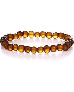 AMBERAGE Natural Baltic Amber Bracelet for Adults (Women/Men) - Hand made From Raw-Unpolished/Cer... | Amazon (US)