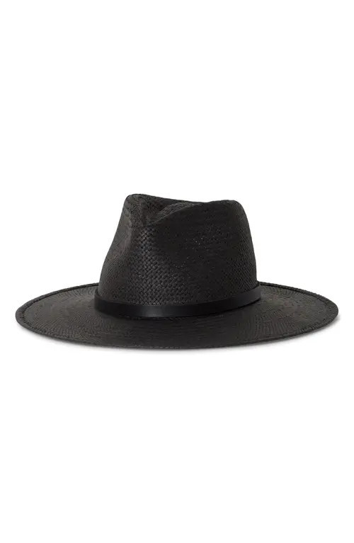Janessa Leoné Sherman Packable Straw Fedora in Black at Nordstrom, Size Small | Nordstrom