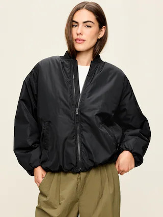Water-Resistant Oversized Bubble-Hem Zip Bomber Jacket | Old Navy (US)