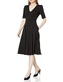 Donna Morgan Women's Stretch Crepe Elbow Sleeve V-Neck Fit and Flare Midi Dress | Amazon (US)