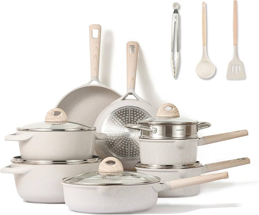 CAROTE 16pcs Pots and Pans Set, Nonstick Cookware Sets, Large Capacity Granite Pots Set, Kitchen ... | Amazon (US)