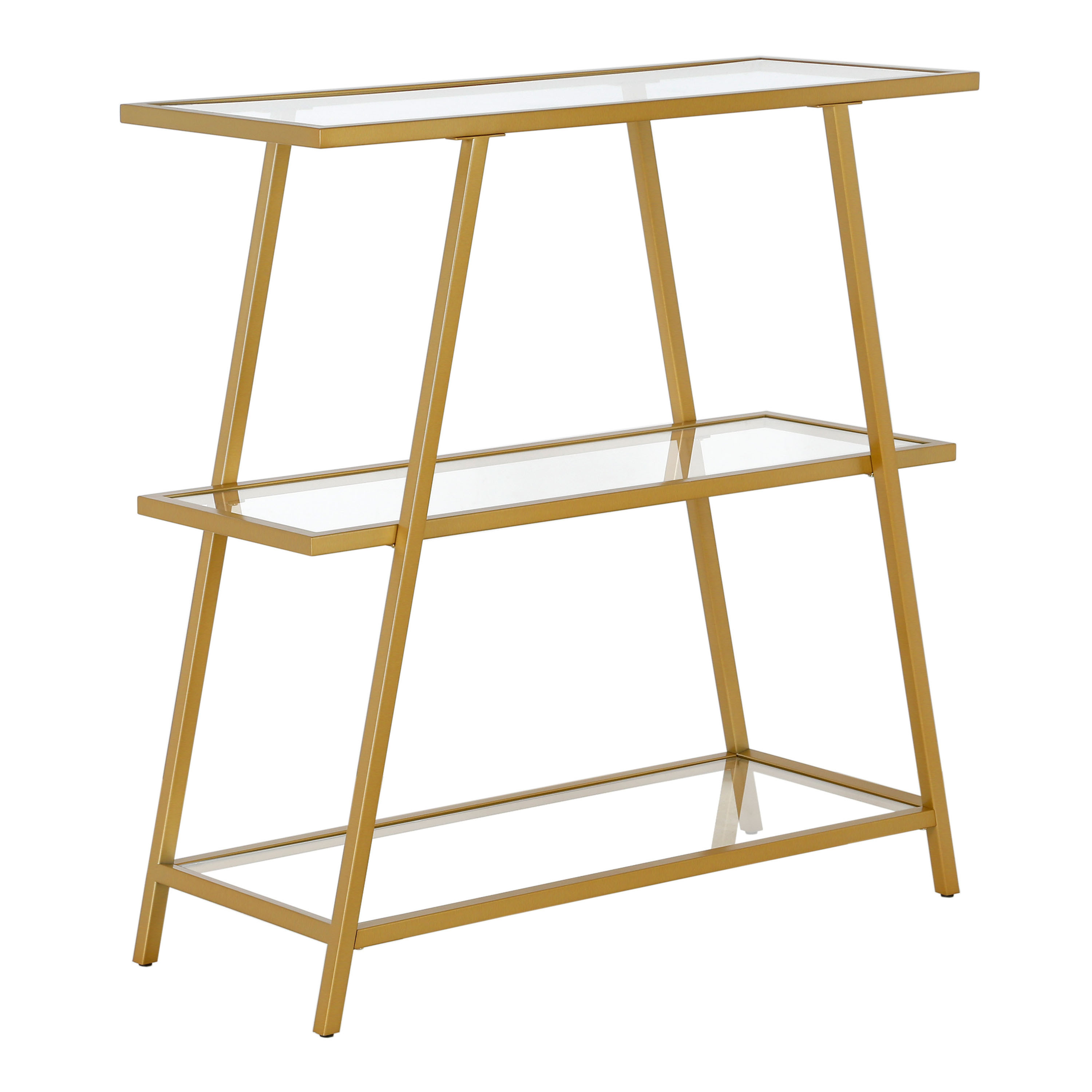 Marle Gold Metal And Glass Angled Bookshelf | World Market