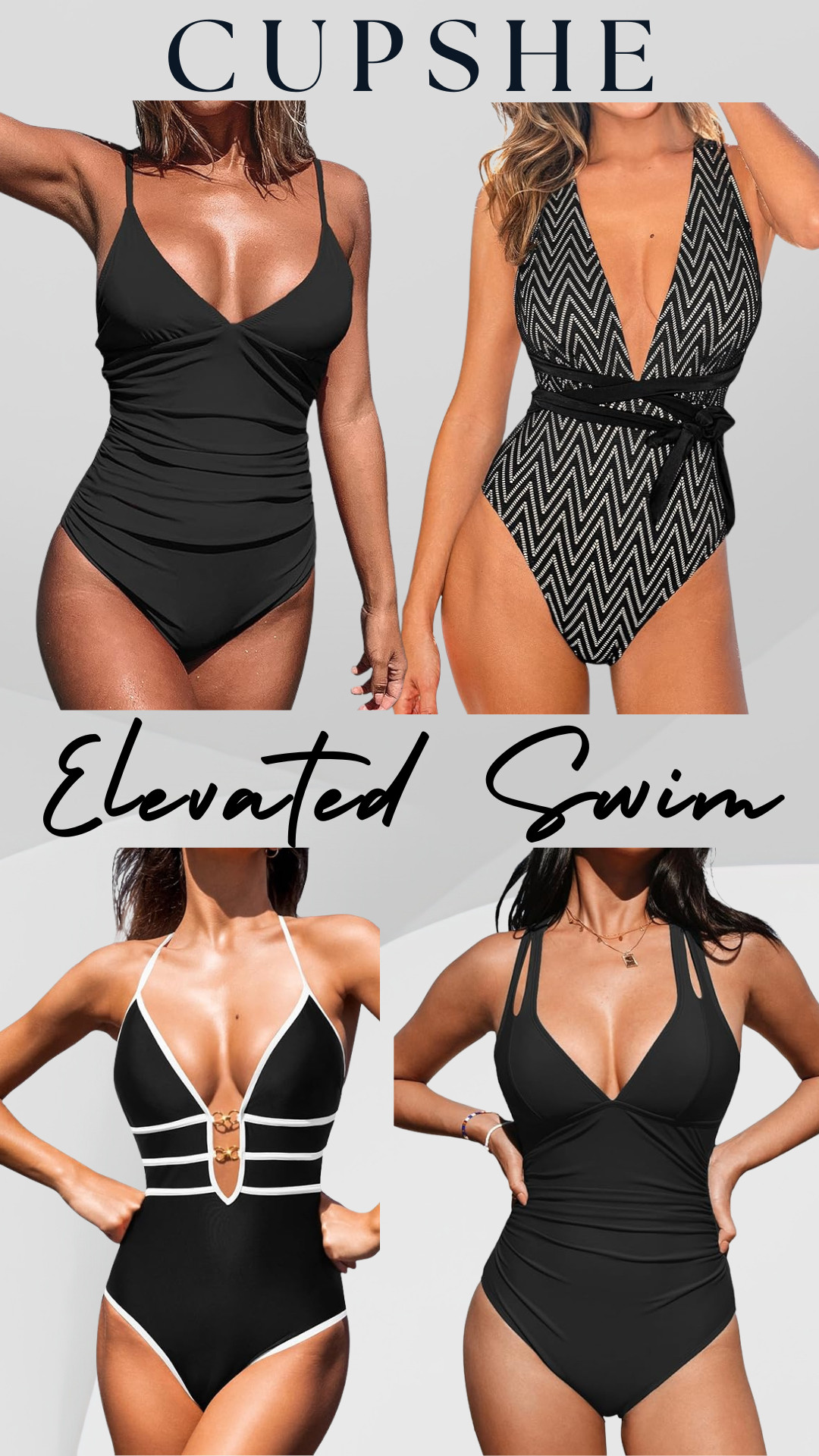 Elevated Swim by Cupshe ☀️

@Cupshe one piece swimsuits are some of the best tummy control one piece swimsuits I’ve found on Amazon that look expensive but are actually affordable (most under $50).

These have that elevated, designer-inspired resort wear look while still being comfortable, flattering, and very slimming, especially if you want something that holds you in and smooths the stomach area.

These one piece swimsuits are perfect for moms, postpartum, tummy control, modest swimwear, vacations, resort trips, cruises, pool days, beach vacations, honeymoons, spring break, and summer outfits when you want something that smooths the midsection, defines the waist, supports the bust, and still looks chic and elevated.

I always look for details like ruching through the stomach area, wrap styles, deep V styles, adjustable straps, built in cups, compression fabric, and full coverage bottoms because they hold everything in, are very flattering on the tummy area, and give that luxury swimwear look without the high price.

Brand: Cupshe
Styles: one piece swimsuit, tummy control one piece, ruched one piece, wrap one piece, deep V one piece, modest one piece, slimming one piece
Colors: black, black and white, solid black, classic black

If you’re looking for flattering one piece swimsuits, tummy control one pieces for moms, slimming swimsuits, or affordable swimsuits that look designer, these are such good Amazon swim finds.

↓ Everything is linked! 

#LTKSwim #LTKSeasonal #LTKTravel