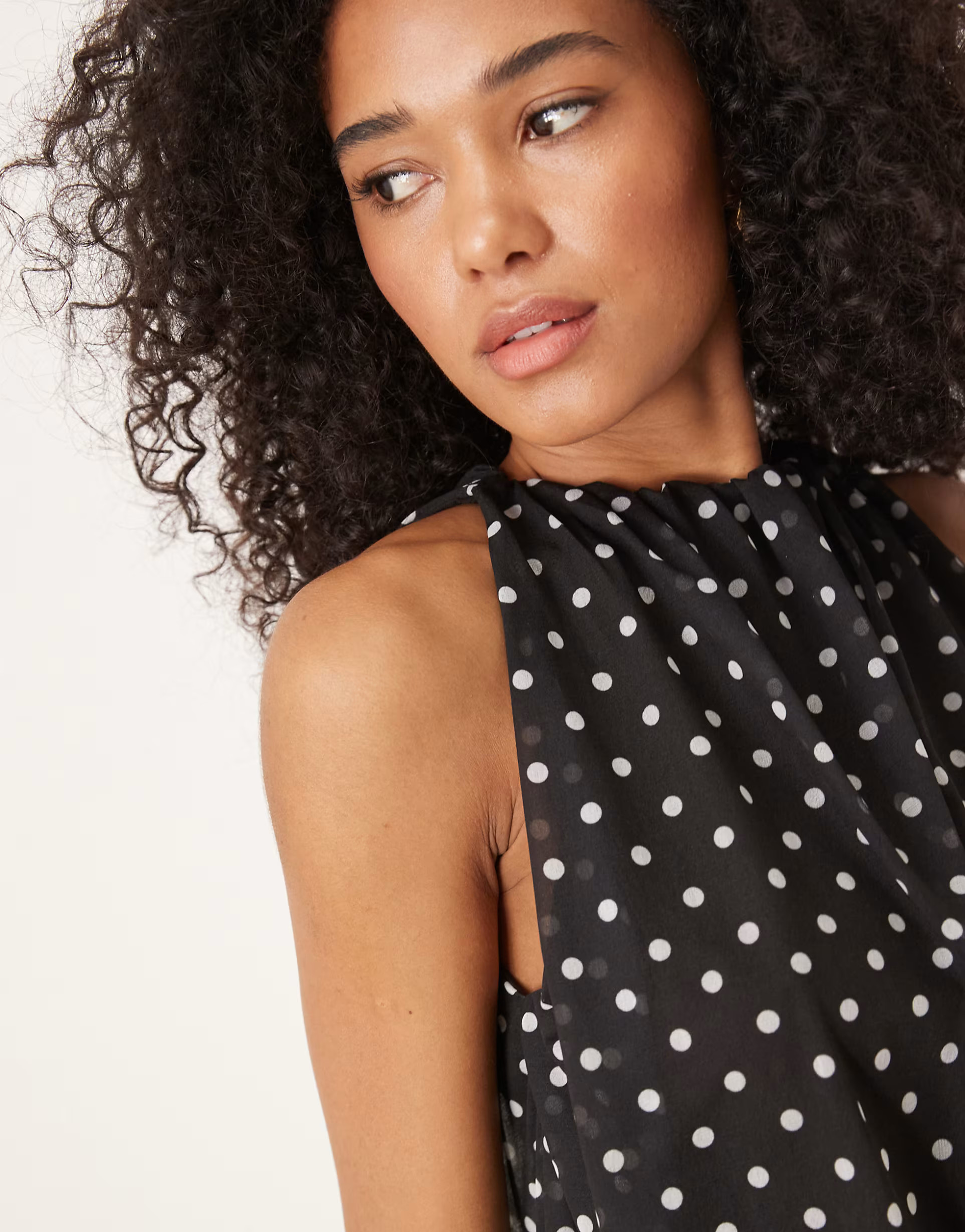ASOS DESIGN halter top with bubble hem in polka dot | ASOS (Global)