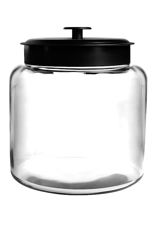 Anchor Hocking Montana Glass Jar with Fresh Sealed Lid, Black Metal, 1.5 Gallon | Amazon (US)