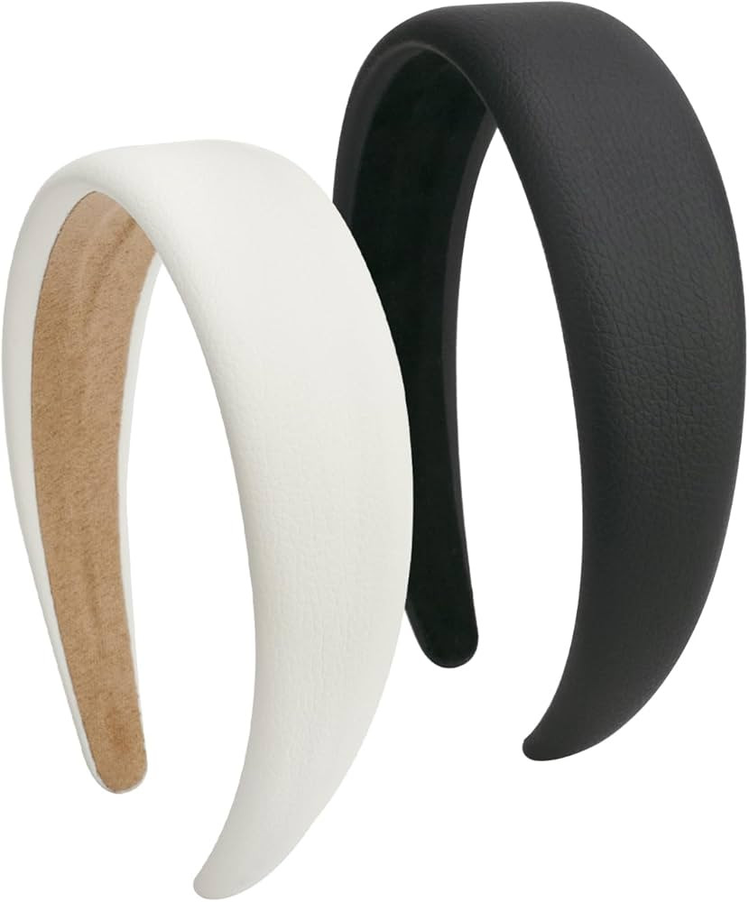 LYroo Headbands for Women Black White Head Bands No Slip Cute Leather Headbands Wide Headbands fo... | Amazon (US)
