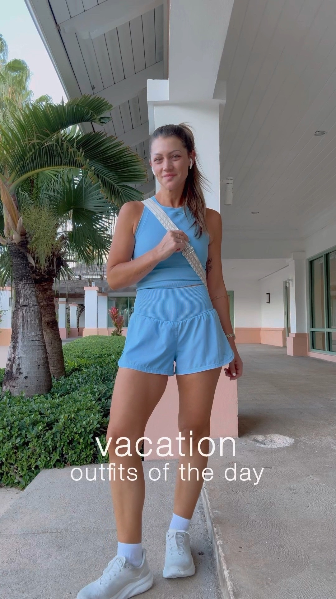 Bahamas outfits 🌴 save for your next summer vacation for outfit ideas! SIZING HELP: small suit / XS blue set (I had so many women stop me about this!) / small strapless top / size 4 denim shorts (go up one size in the black wash! they run small.. no stretch).. lmk if you have any qs. 🫶🏻 #vacationoutfit #summertrip #atlantisbahamas #vacay #summervacation #summeroutfits 