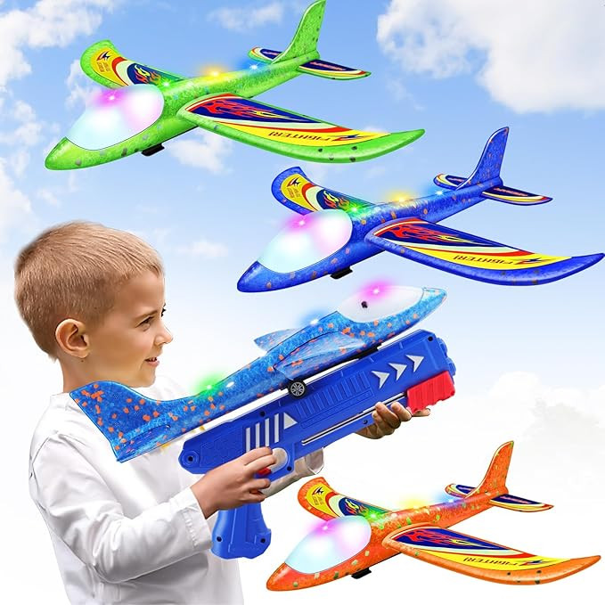 3 Pack Foam Airplane Launcher Toys, 2 Flight Mode Glider Plane,Kids Flying Toy,3 4 5 6 7 8 9 10 1... | Amazon (US)