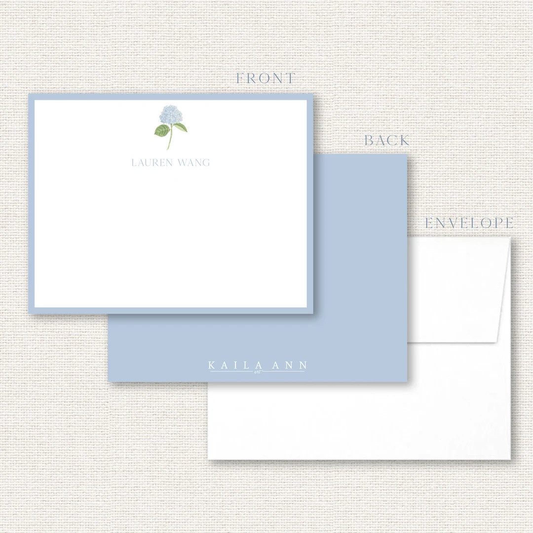 Custom Hydrangea Stationery Set Personalized Notecard Set - Etsy | Etsy (US)